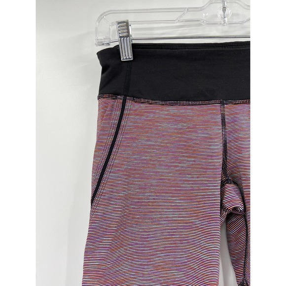 Lululemon Run Excel Crop Pink Striped Leggings Size 6 - Picture 3 of 7